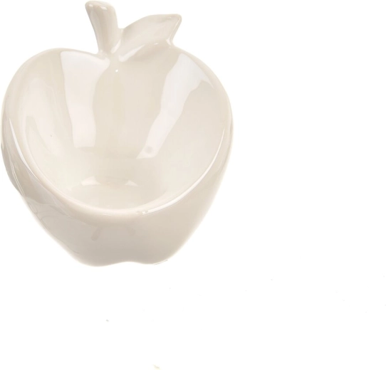 Portacandela in ceramica a forma di mela, bianco perlato