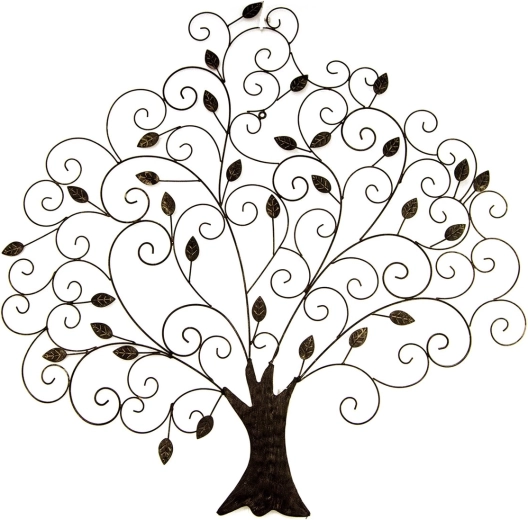 Décoration murale en métal arbre gris 82 × 82 cm