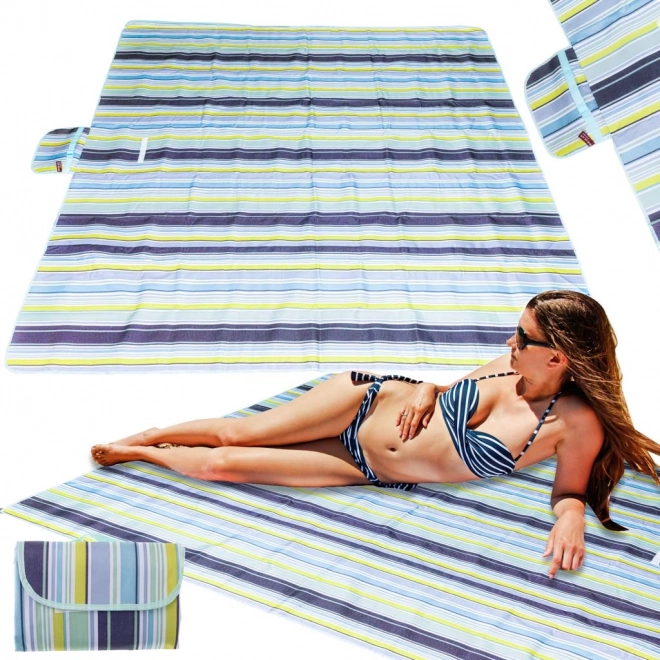 Folding Waterproof Beach and Picnic Blanket 200x200 cm Blue