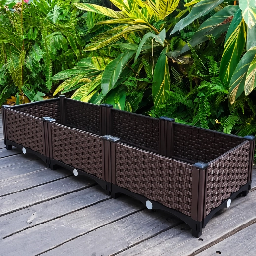 Modulært haveplantekasse til blomster og grøntsager 120 × 40 × 22 cm brun