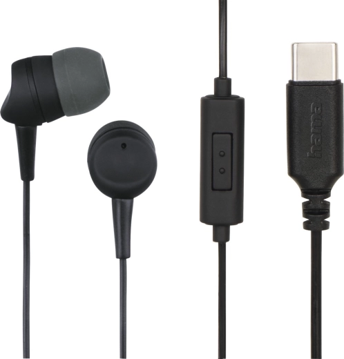 Wired in-ear earphones with USB‑C, black