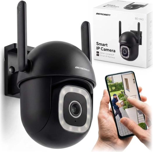 Berdsen udendørs roterbar Wi‑Fi IP-kamera 5 MP med persondetektion og sirene