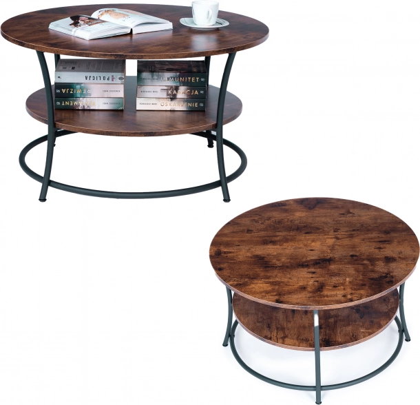 Tavolino da caffè rotondo con due ripiani ModernHome
