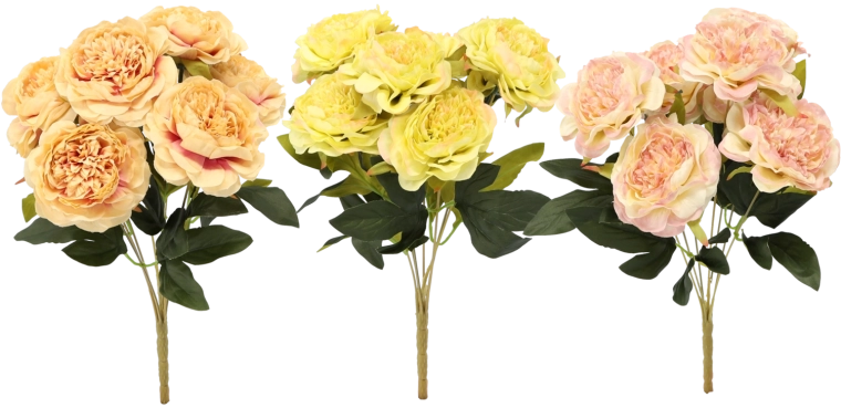 Umjetna grančica – buket 7 božura 41 cm, mix boja