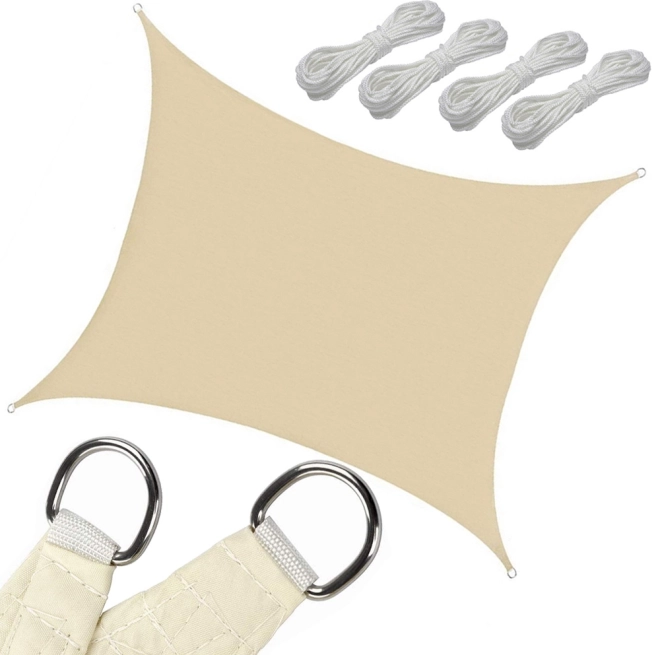 Rectangular shade sail 4 × 3 m, waterproof, beige