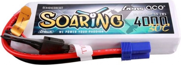 Batteria Gens ace G-Tech Soaring 4000 mAh 14,8 V 30C 4S LiPo con connettore EC5