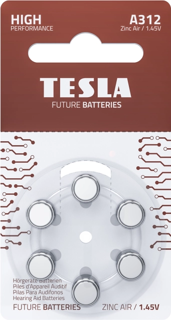 Batterie per apparecchi acustici TESLA A312/PR41 1.45V 6 pezzi