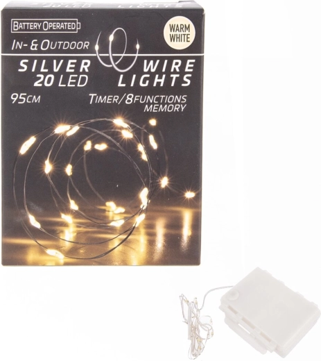 LED-lichtsnoer op dun draadje 20 LED geel met timer