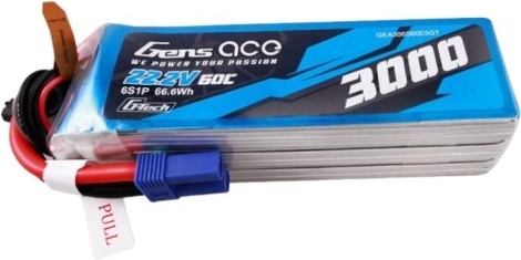 Batteria LiPo Gens Ace 3000mAh 22,2V 60C con connettore EC5