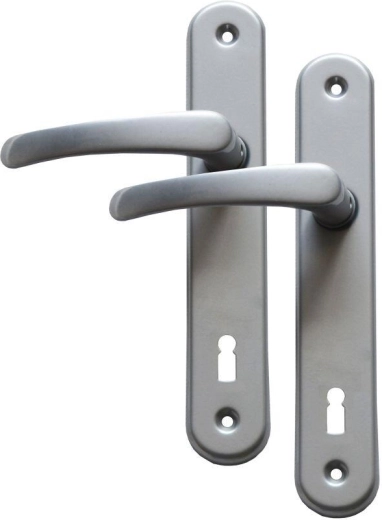 Ferrure de porte MICHAELA poignée avec trou pour clé 90 mm, argentée