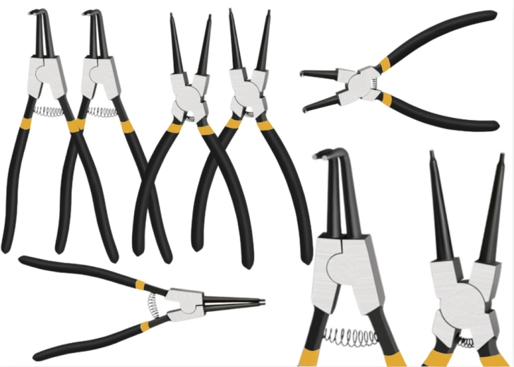Circlip pliers set – straight and bent, 4 pcs