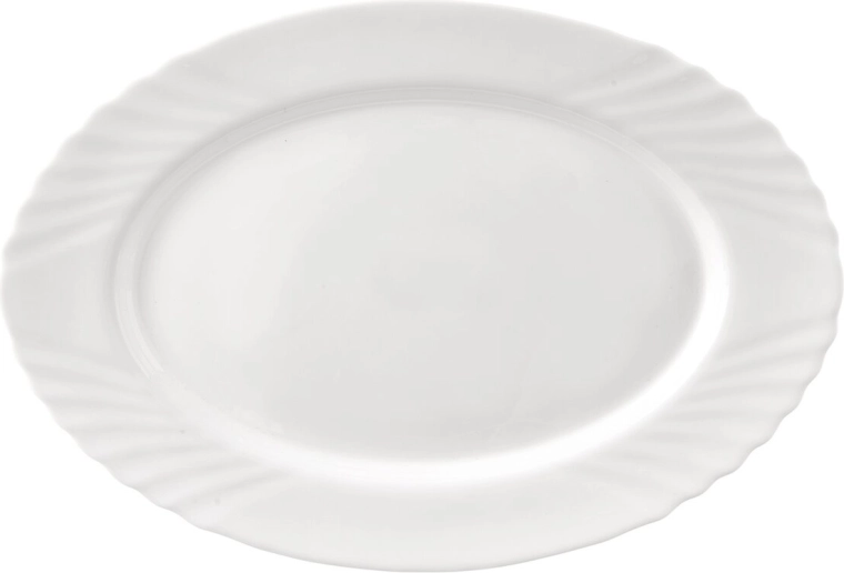 LUNA oval serving platter made of opal glass 35 × 24 cm, white
