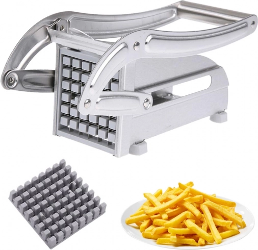 Large French fry and vegetable cutter with interchangeable blades