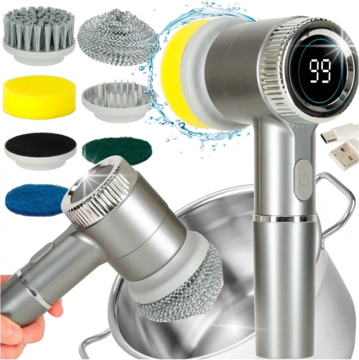 Electric Cleaning Brush 5-in-1 with LED Display for Bathroom, Grout, and Floors