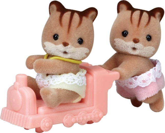 Sylvanian Families gemelli scoiattoli nocciola con trenino
