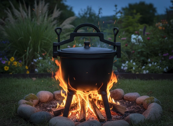 Trépied stable pour cuisiner au-dessus du feu