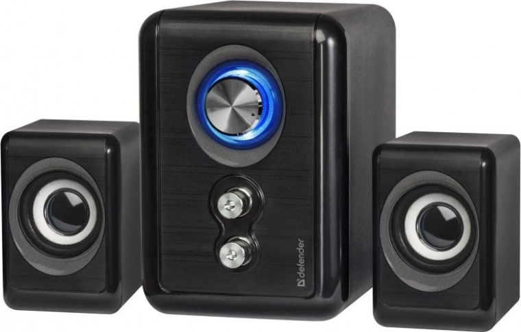Haut-parleurs filaires 2.1 avec alimentation USB et LED