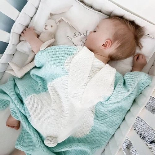 Children's blanket with bunny motif, mint