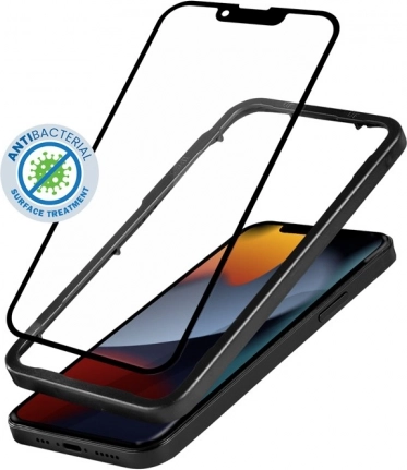 Vetro protettivo Anti-Bacterial 3D Armour Glass per iPhone 16e / 14 / 13 / 13 Pro – Con cornice di installazione