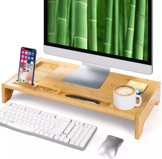 Bambusowa podstawka pod monitor z organizerem