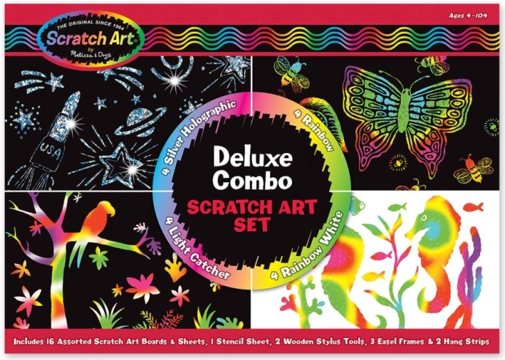coffret deluxe d’images à gratter melissa & doug 16 pcs