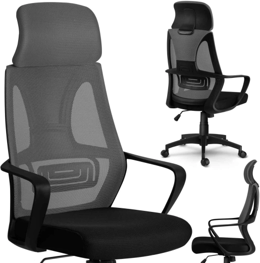 Fauteuil de bureau Praga en micro-maille grise