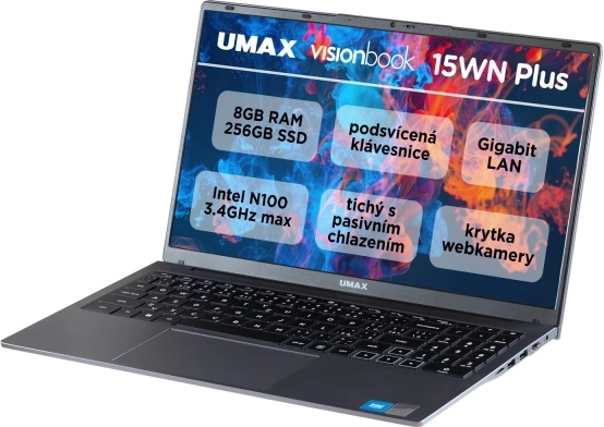 UMAX VisionBook 15WN Plus 15.6" notebook with Intel N100, 8 GB RAM and 256 GB SSD
