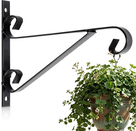 Wall-mounted metal planter hanger Vilde, black 19.5 × 1.8 × 14.5 cm