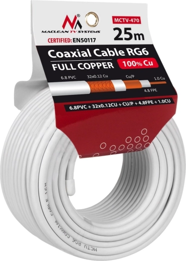 Cavo coassiale RG6 Maclean 25 m