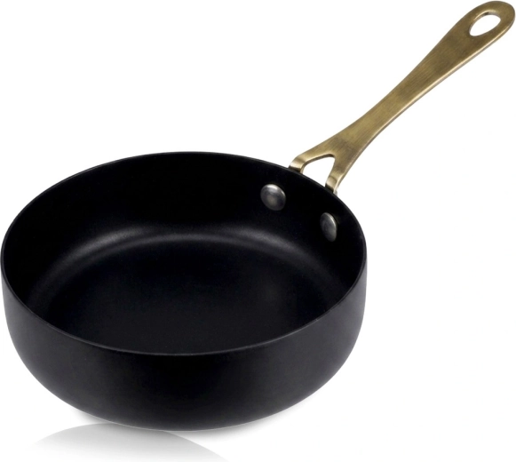 Padellino da portata in acciaio inox nero con manico lungo 280 ml
