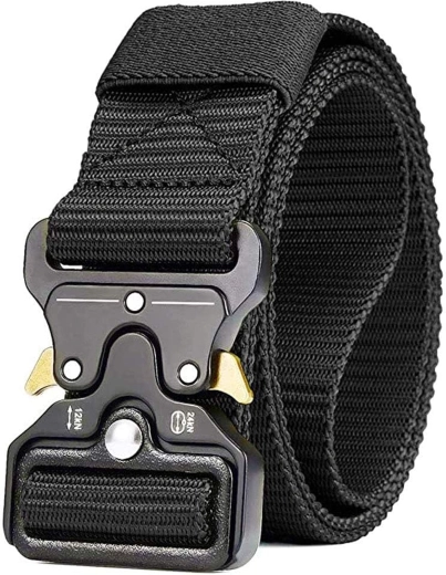 Tactical nylon belt with quick-release metal buckle (black, 120 cm)