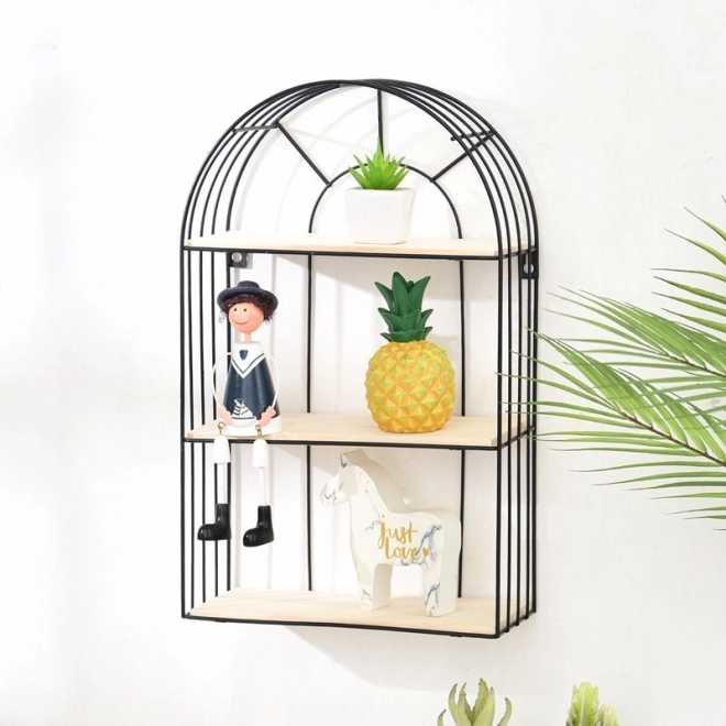 Decorative black wall shelf 45 cm