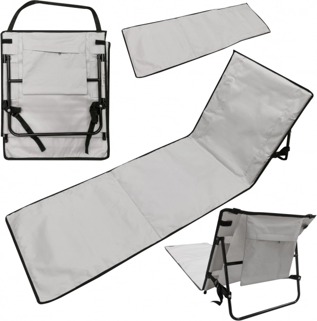Folding Beach Mat with Backrest 2in1 Gray with Bag