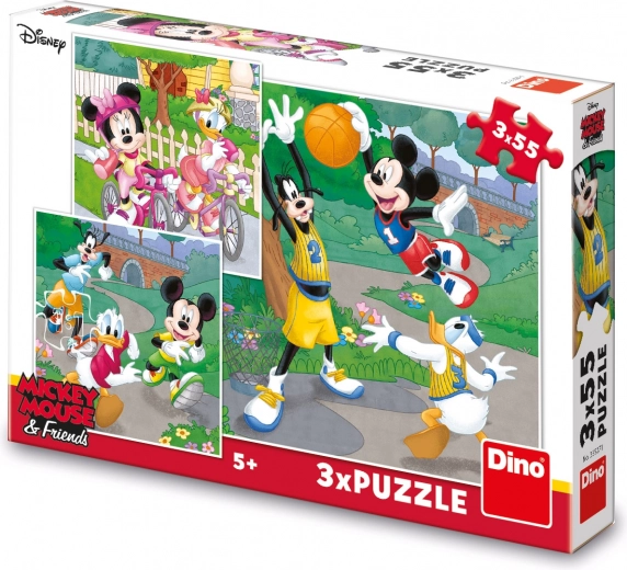 Puzzle MICKEY ÉS MINNIE sportol 3×55 darab