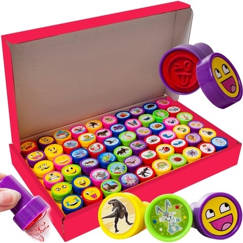 Stamp Set for Kids - 60 Pieces, Animals and Emojis