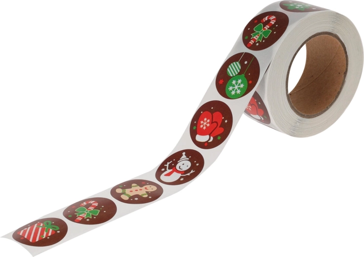 Christmas stickers on a roll 3 m, diameter 2.5 cm (120 pcs)