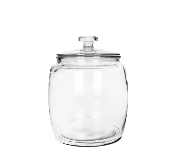 Bocal en verre 1,5 l de forme ronde avec couvercle en verre