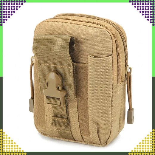 Tactical MOLLE Belt Pouch – Brown Outdoor Waist Pack/Organizer