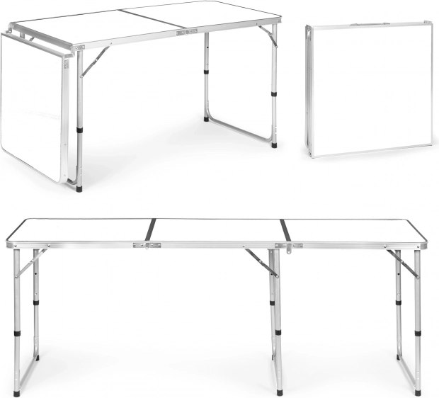 Table de camping pliante MultiGarden 180 × 60 cm, blanche