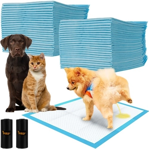 Teli assorbenti monouso per animali domestici con sacchetti PurLuv