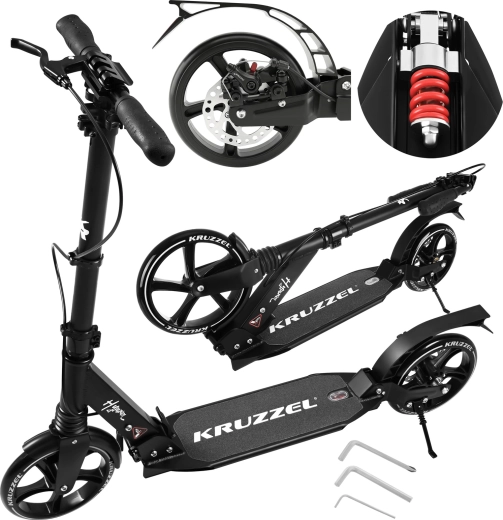 KRUZZEL Hyperion Folding Scooter with 20 cm Wheels and Disc Brake