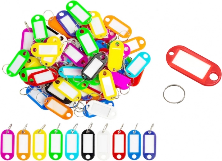Etichette portachiavi in plastica colorate, confezione da 100 pezzi
