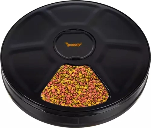 PURLOY Automatic Pet Feeder, 6-Compartment, with Timer and LED Display