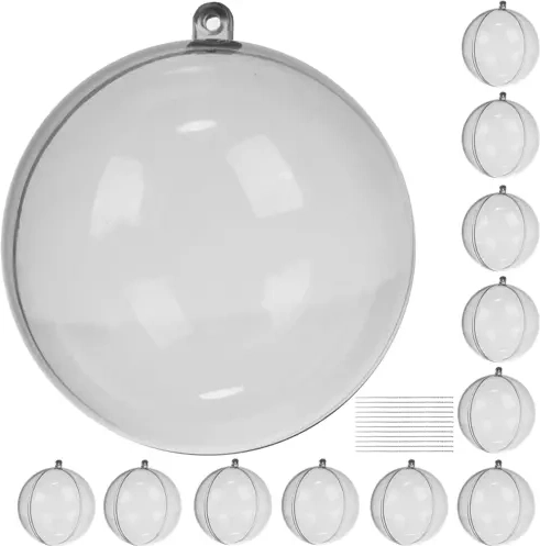 Transparent Split Christmas Baubles 8 cm – Set of 12 RUHHY
