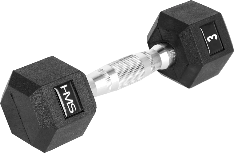 Hexagonal single dumbbell HMS HEX PRO 3 kg