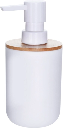 Dosatore di sapone Whitney in plastica e bambù 0,33 l bianco