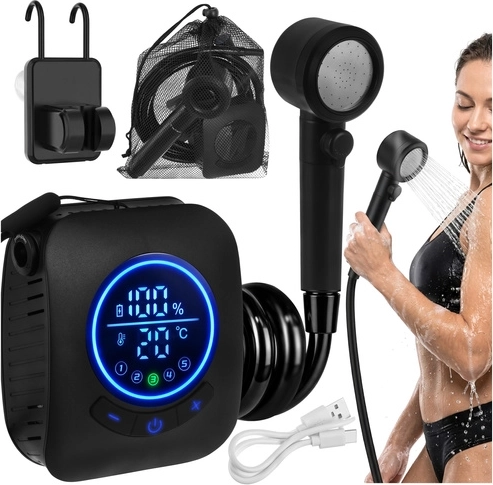 Powerful 8000 mAh battery for showering anywhere