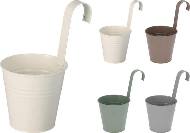 Hängender Deko-Blumentopf 13 cm aus verzinktem Metall – Farbmix