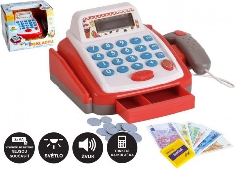 Small children's digital cash register with accessories, light and sound