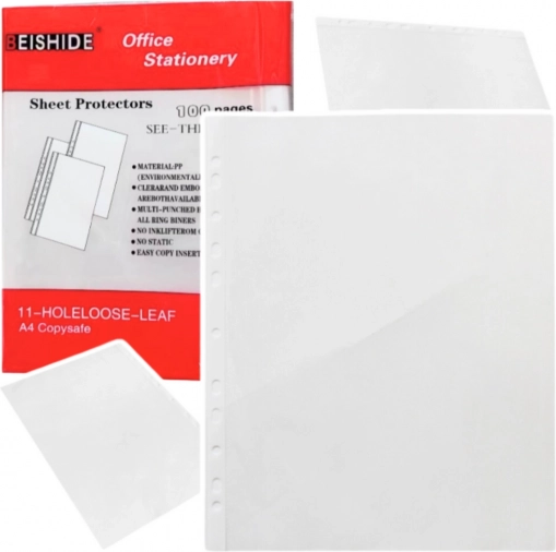 Transparent A4 document sleeves, 100 pcs